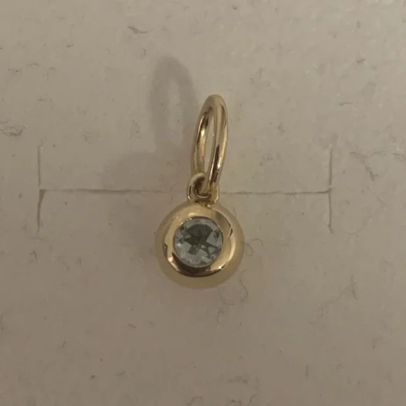Mejuri 14k Yellow Gold/Aquamarine March Birthstone Sphere Charm - Picture 3 of 11